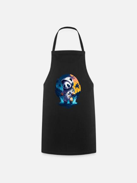Niedlicher Panda-Astronaut - Kochschürze - Schwarz