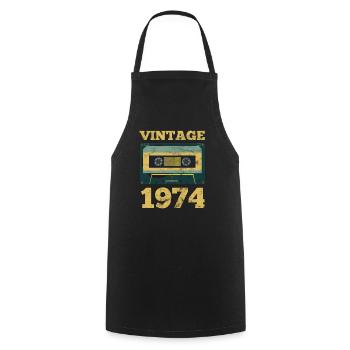 Vintage 1974 Retro Birth Year Birthday Gift Idea - Cooking Apron - black - Front - AI Model Male 185 dark (185cm)