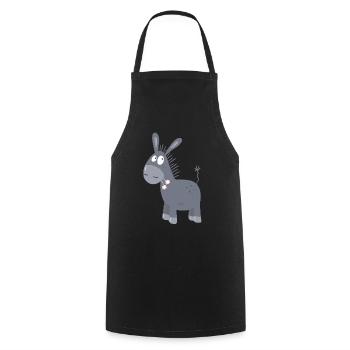 Petit âne avec des fleurs I Muli Mule Comic - Tablier de cuisine - noir - Devant - AI Model Male 185 dark (185cm)