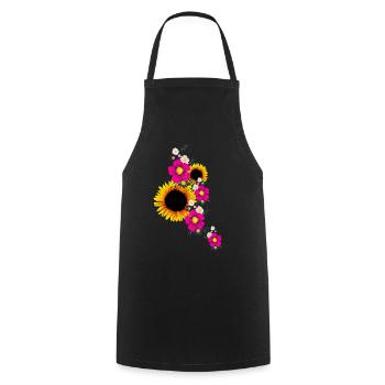 Sonnenblumen - Kochschürze - Schwarz - Vorne - AI Model Male 185 dark (185cm)