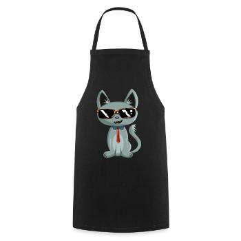 Funny Cat - lustige Katze / NEU als Sticker - Kochschürze - Schwarz - Vorne - AI Model Male 185 dark (185cm)
