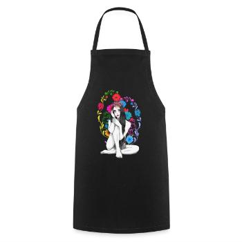 Fleurs Printemps Fantaisie Sexy Fille Printemps Début - Tablier de cuisine - noir - Devant - AI Model Male 185 dark (185cm)