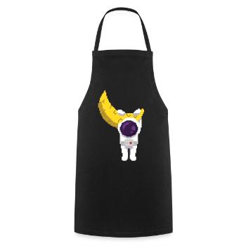 Retro Pixel Astronaut accroché sur la lune - Tablier de cuisine - noir - Devant - AI Model Male 185 dark (185cm)