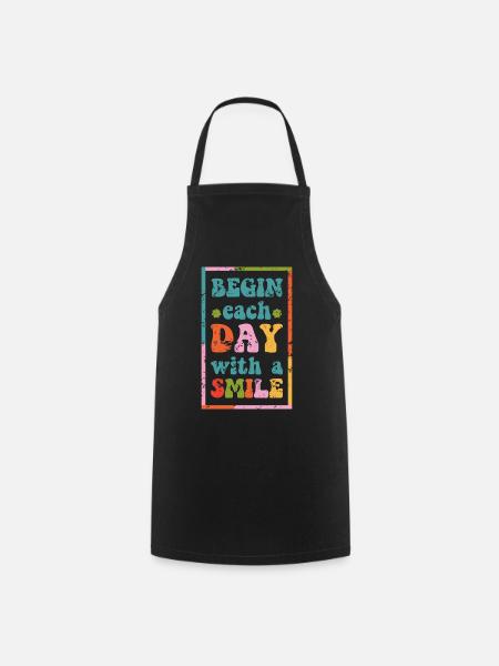 motivational t-shirt smile day grunge effect - Cooking Apron - black