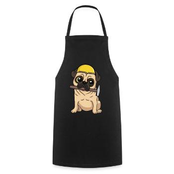 Construction site Civil engineering Pug Craftsmen build hammer job - Cooking Apron - black - Front - AI Model Male 185 dark (185cm)