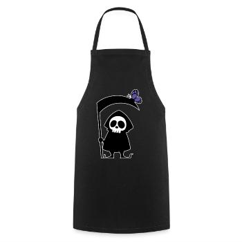 Mignon Mort Faux Scary Crâne Squelette Halloween - Tablier de cuisine - noir - Devant - AI Model Male 185 dark (185cm)