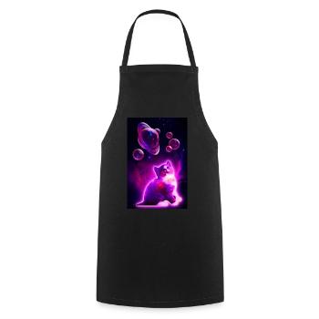 Cagnotte à bulles spatiales - Tablier de cuisine - noir - Devant - AI Model Male 185 dark (185cm)