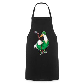 Ente Eishockey Eishockeyschläger - Kochschürze - Schwarz - Vorne - AI Model Male 185 dark (185cm)