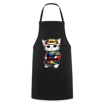 Cute samurai cat - Cooking Apron - black - Front - AI Model Male 185 dark (185cm)