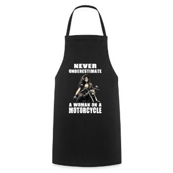 Never Underestimate A Woman On A Motorcycle - Kochschürze - Schwarz - Vorne - AI Model Male 185 dark (185cm)