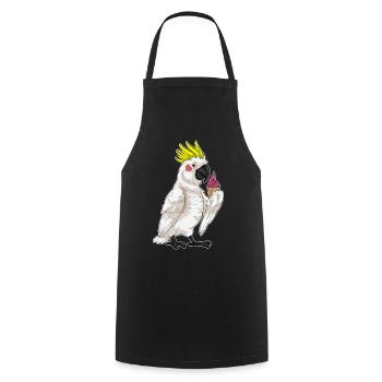 Papagei Waffeleis - Kochschürze - Schwarz - Vorne - AI Model Male 185 dark (185cm)