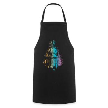 Dresden Farbexplosion Frauenkirche Souvenir Logo - Kochschürze - Schwarz - Vorne - AI Model Male 185 dark (185cm)