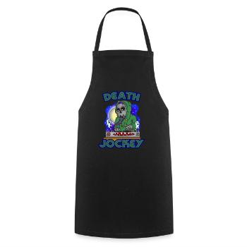 Death Jockey DJ Lustig Gruseliger Schädel Skelett Humor - Kochschürze - Schwarz - Vorne - AI Model Male 185 dark (185cm)