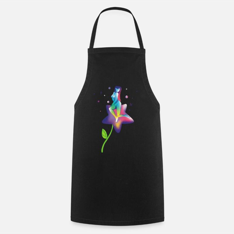 Regenbogenstern-Blüte - Kochschürze - Schwarz