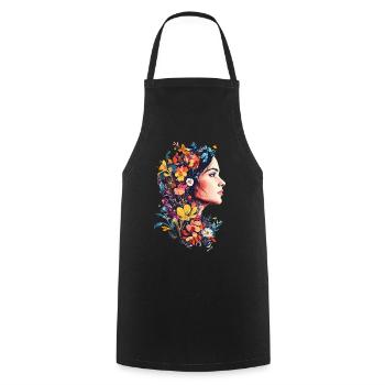 Frauenkopf Blumen Weltfrauentag Kreativ Abstrakte - Kochschürze - Schwarz - Vorne - AI Model Male 185 dark (185cm)