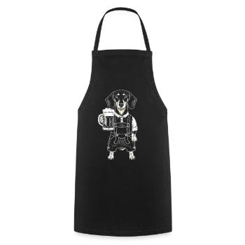 Dachshund Bavaria Bavarian Traditional Costume Folk Festival Beer - Cooking Apron - black - Front - AI Model Male 185 dark (185cm)