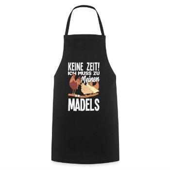 Pas le temps! Je dois aller vers mes filles – des poulets - Tablier de cuisine - noir - Devant - AI Model Male 185 dark (185cm)