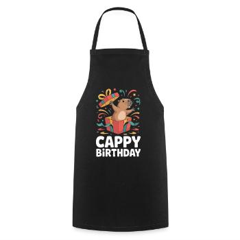 Capybara Anniversaire Cappy Anniversaire Drôle de capy - Tablier de cuisine - noir - Devant - AI Model Male 185 dark (185cm)