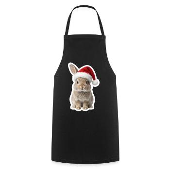 Cute bunny with hat - Christmas Bunny - Cooking Apron - black - Front - AI Model Male 185 dark (185cm)