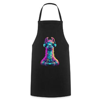 Llama Gaming Animal Video Games Funny Llama - Cooking Apron - black - Front - AI Model Male 185 dark (185cm)