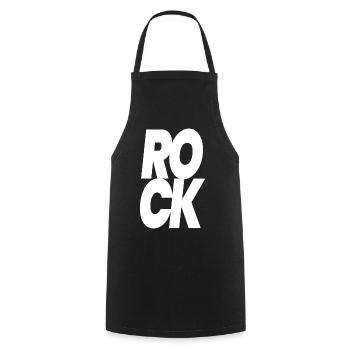 Rock Glyphs schwere Schriftzeichen - Kochschürze - Schwarz - Vorne - AI Model Male 185 dark (185cm)