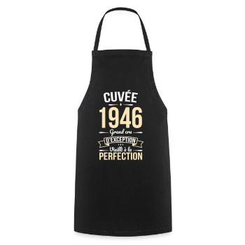 1946 – Aged to perfection - Cooking Apron - black - Front - AI Model Male 185 dark (185cm)