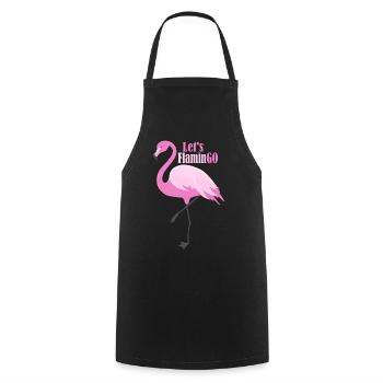 Voyons FlaminGO – Rose Flamingo avec un jeu de mots - Tablier de cuisine - noir - Devant - AI Model Male 185 dark (185cm)