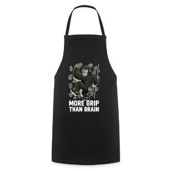 More Grip Than Brain – Gorilla bouldering - Cooking Apron - black - Front - AI Model Male 185 dark (185cm)