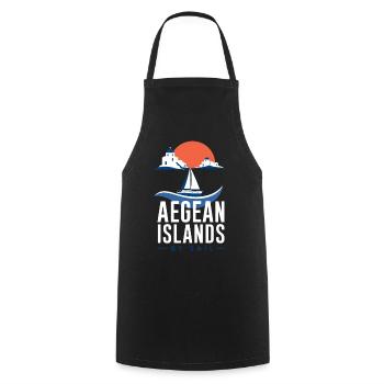 Sailing Gifts for Men, Aegean Islands By Sail - Cooking Apron - black - Front - AI Model Male 185 dark (185cm)