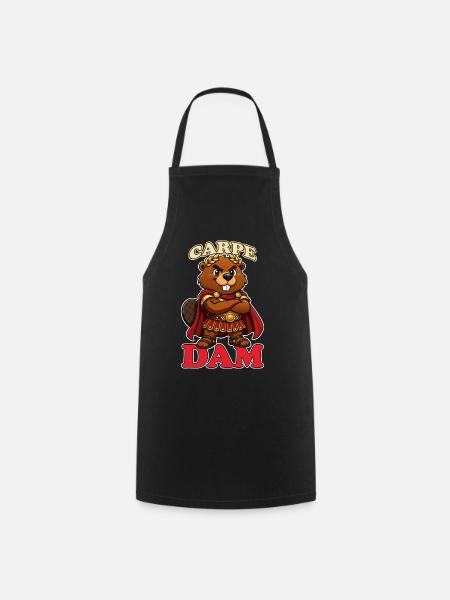 Carpe Dam Funny Roman Beaver Latin Pun History - Cooking Apron - black