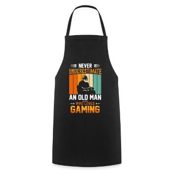 Never Underestimate an Old Man Who Games - Kochschürze - Schwarz - Vorne - AI Model Male 185 dark (185cm)