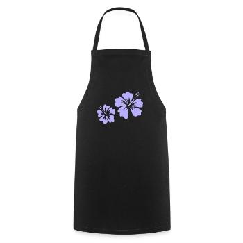 Lila Hibiskus - Kochschürze - Schwarz - Vorne - AI Model Male 185 dark (185cm)