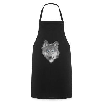 Wolf - Kochschürze - Schwarz - Vorne - AI Model Male 185 dark (185cm)
