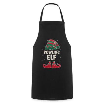 Bowling Elf Familien Partner Weihnachtsgeschenk - Kochschürze - Schwarz - Vorne - AI Model Male 185 dark (185cm)