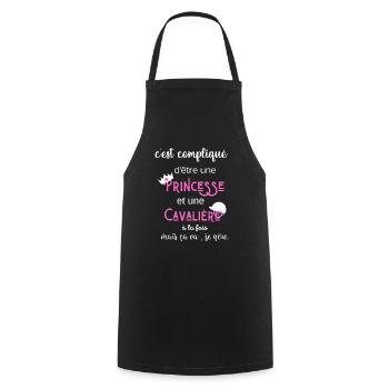 c'est compliqué princesse et cavalière humour - Tablier de cuisine - noir - Devant - AI Model Male 185 dark (185cm)