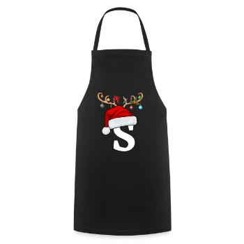 Lettre S bonnet de Noël - Tablier de cuisine - noir - Devant - AI Model Male 185 dark (185cm)