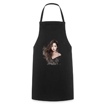 Japanese Power - Cooking Apron - black - Front - AI Model Male 185 dark (185cm)