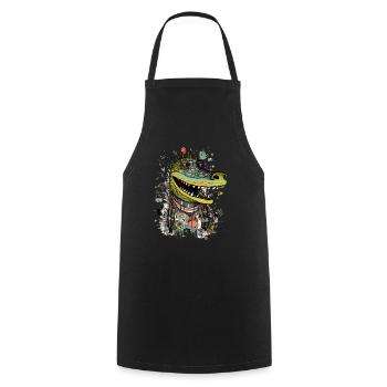 Fako l'alligator - Tablier de cuisine - noir - Devant - AI Model Male 185 dark (185cm)