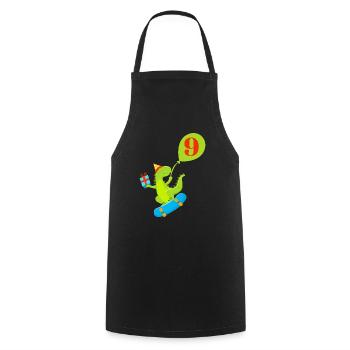 9th Birthday Cute Dinosaur - Cooking Apron - black - Front - AI Model Male 185 dark (185cm)