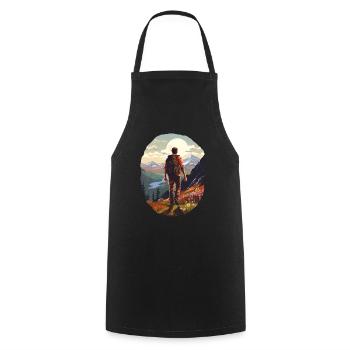 Hiking in the mountains - Cooking Apron - black - Front - AI Model Male 185 dark (185cm)