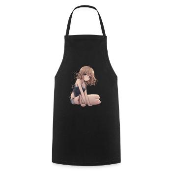 Manga Mädchen - Kochschürze - Schwarz - Vorne - AI Model Male 185 dark (185cm)