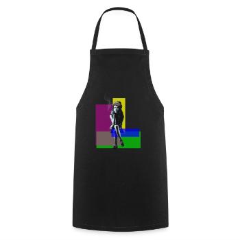 Urban Chic: Banksy-inspiriertes Mädchen - Kochschürze - Schwarz - Vorne - AI Model Male 185 dark (185cm)