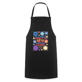 Happy New Year Fireworks Rocket New Year's Eve Outfit - Cooking Apron - black - Front - AI Model Male 185 dark (185cm)