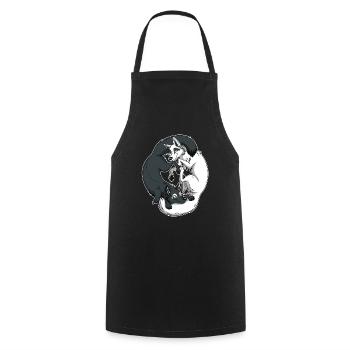 Yin Yang Foxes (weißer Rand) - Kochschürze - Schwarz - Vorne - AI Model Male 185 dark (185cm)