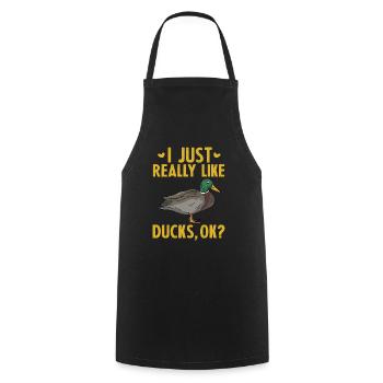 I Just Really Like Ducks OK - Cooking Apron - black - Front - AI Model Male 185 dark (185cm)