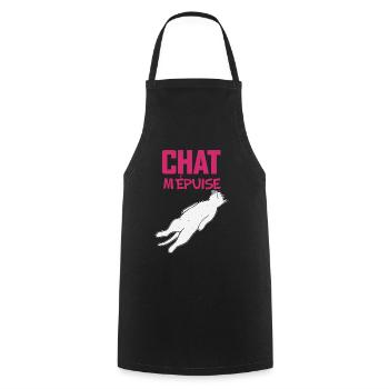 Chat M'Epuise Humour Femme Cadeau - Tablier de cuisine - noir - Devant - AI Model Male 185 dark (185cm)