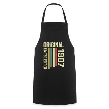 Retro 1987 Cadeau 37e Anniversaire Vintage 1987 - Tablier de cuisine - noir - Devant - AI Model Male 185 dark (185cm)