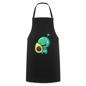 Green Alien Avocado: Fusion exotique - Tablier de cuisine - noir - Devant - AI Model Male 185 dark (185cm)