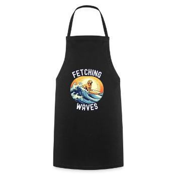 Fetching Waves : Retriever-Hund auf einem Surfbrett - Kochschürze - Schwarz - Vorne - AI Model Male 185 dark (185cm)