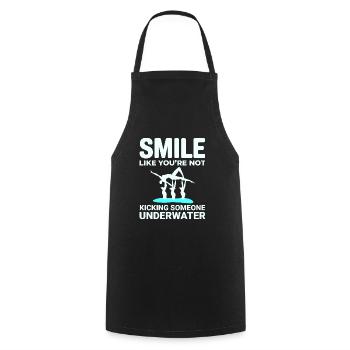Synchronized Swimming Kicking Underwater Smile - Cooking Apron - black - Front - AI Model Male 185 dark (185cm)